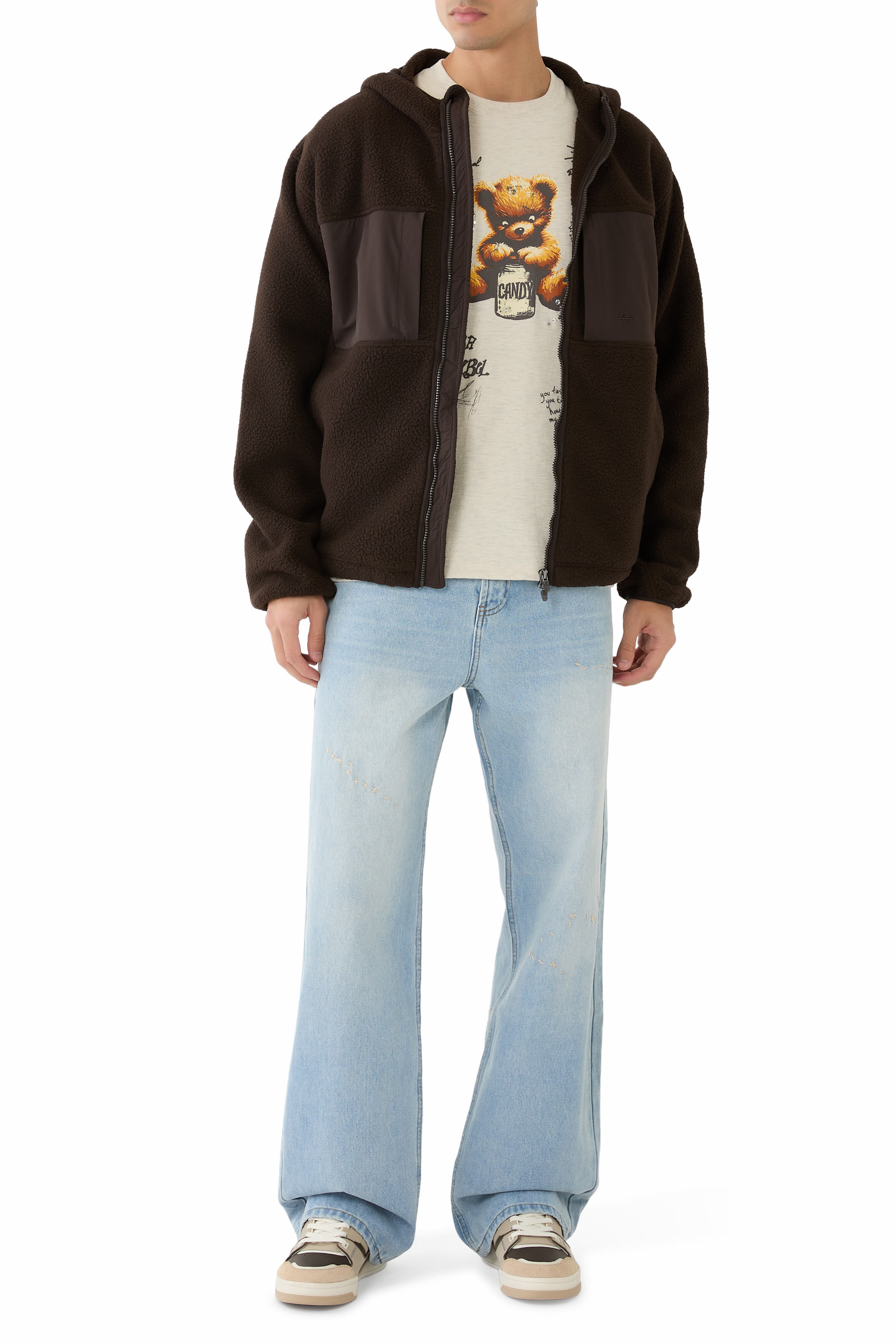 بنطال جينز جيرك بحافة واسعة