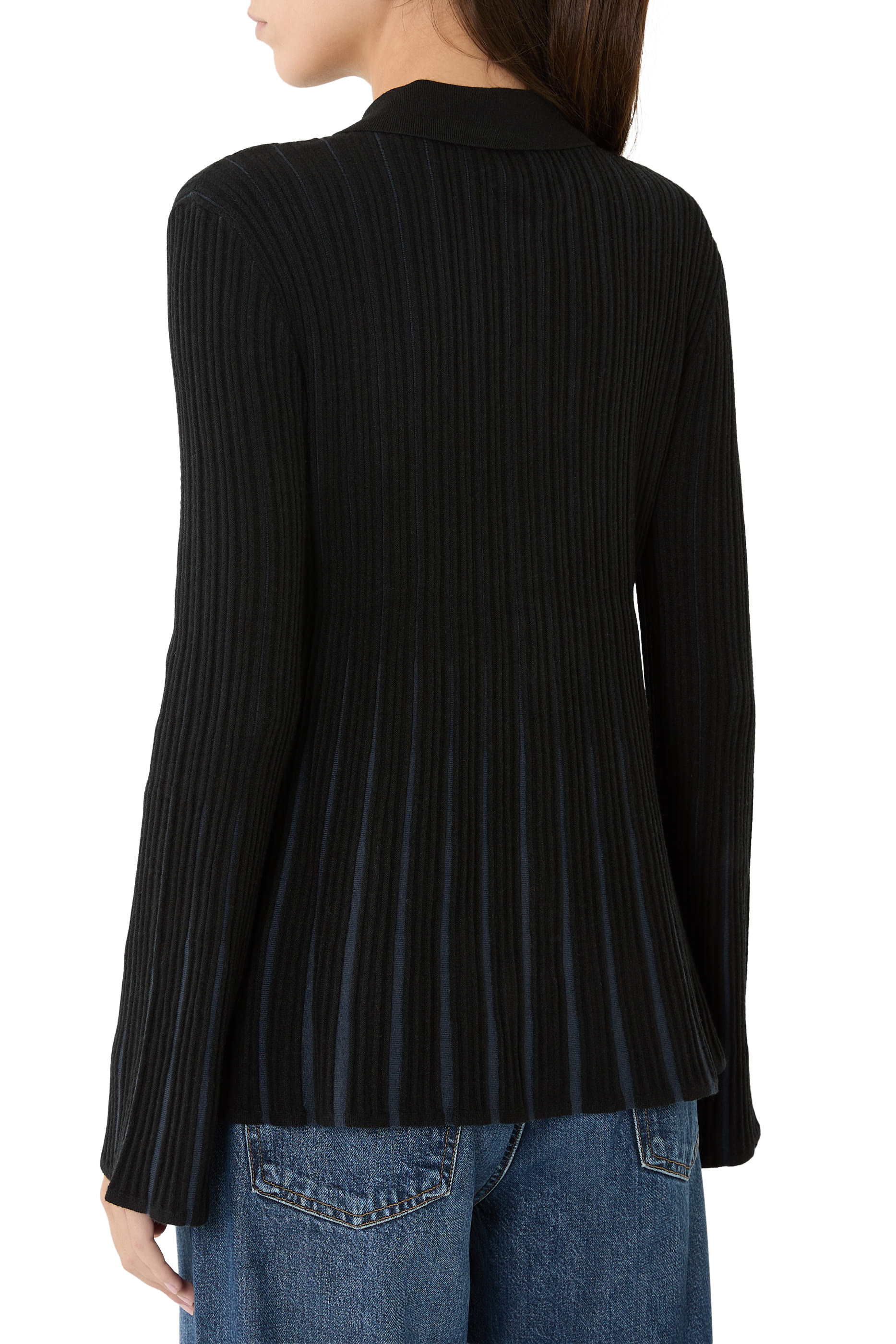 Pleated Rib Knit Cardigan