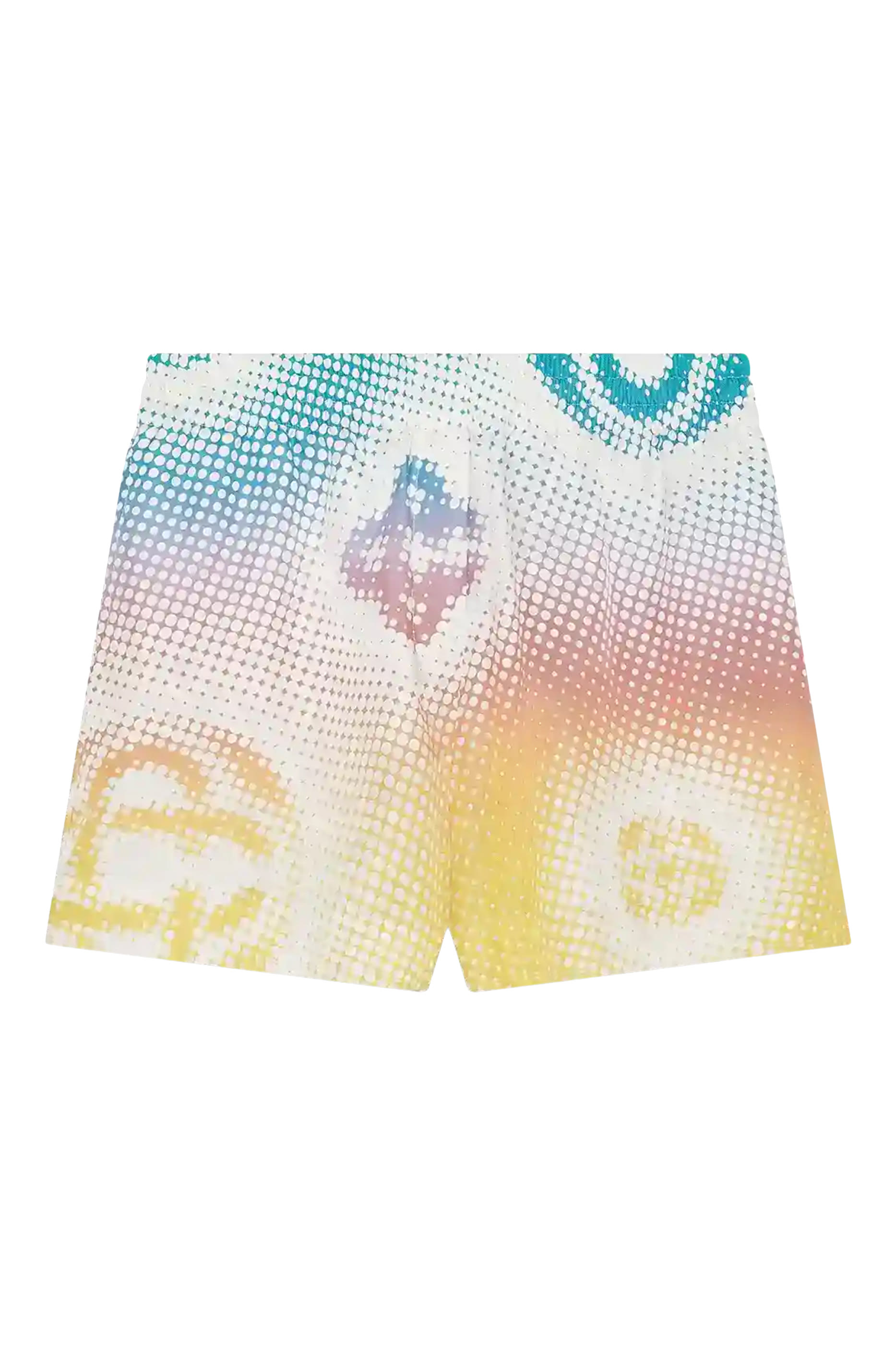 شورت بنقشة شعار الماركة باهتة حرير