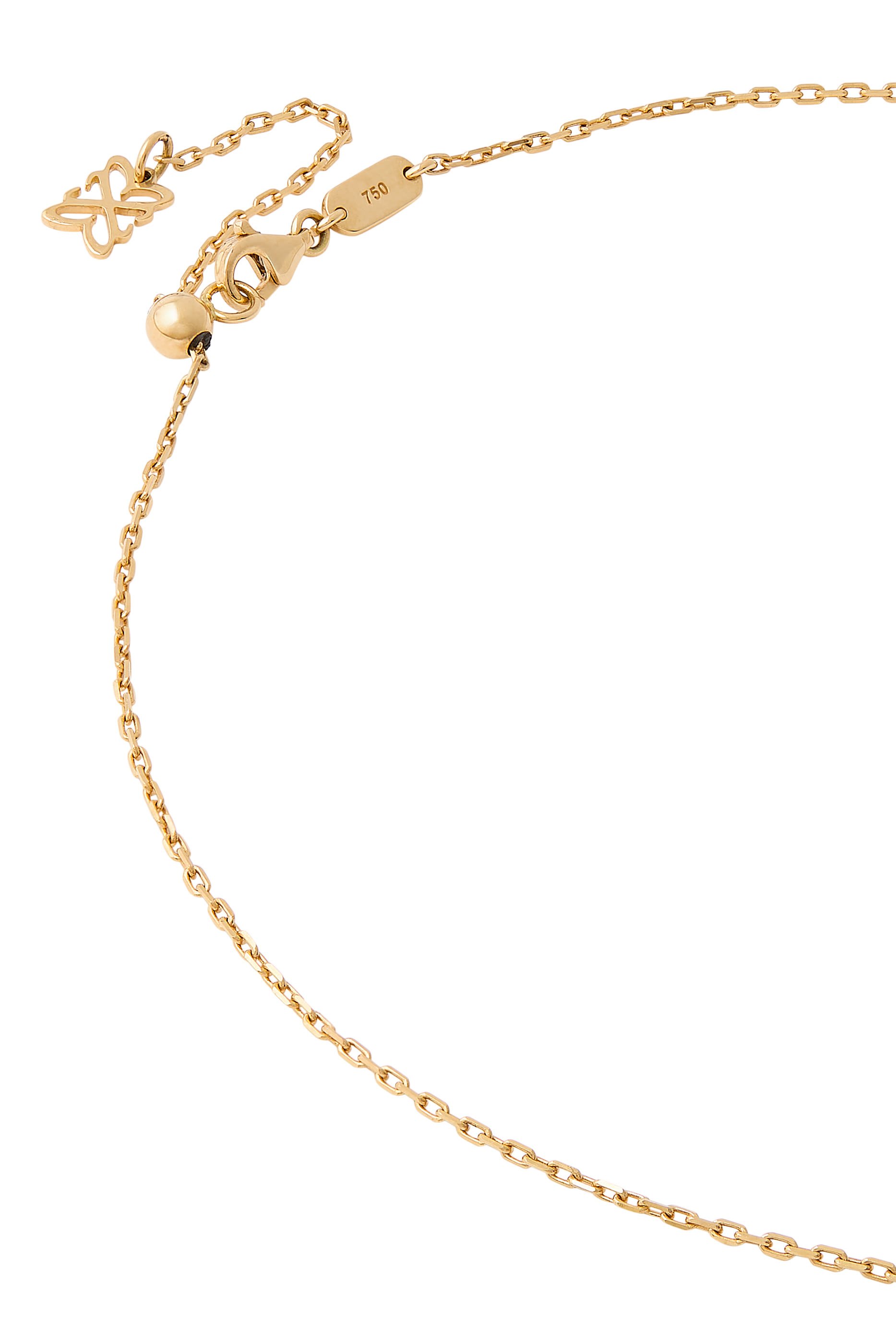 قلادة بدلاية بتصميم دمبل، مرصعة بالياقوت ومزينة بمينا، ذهب وردي عيار 18 