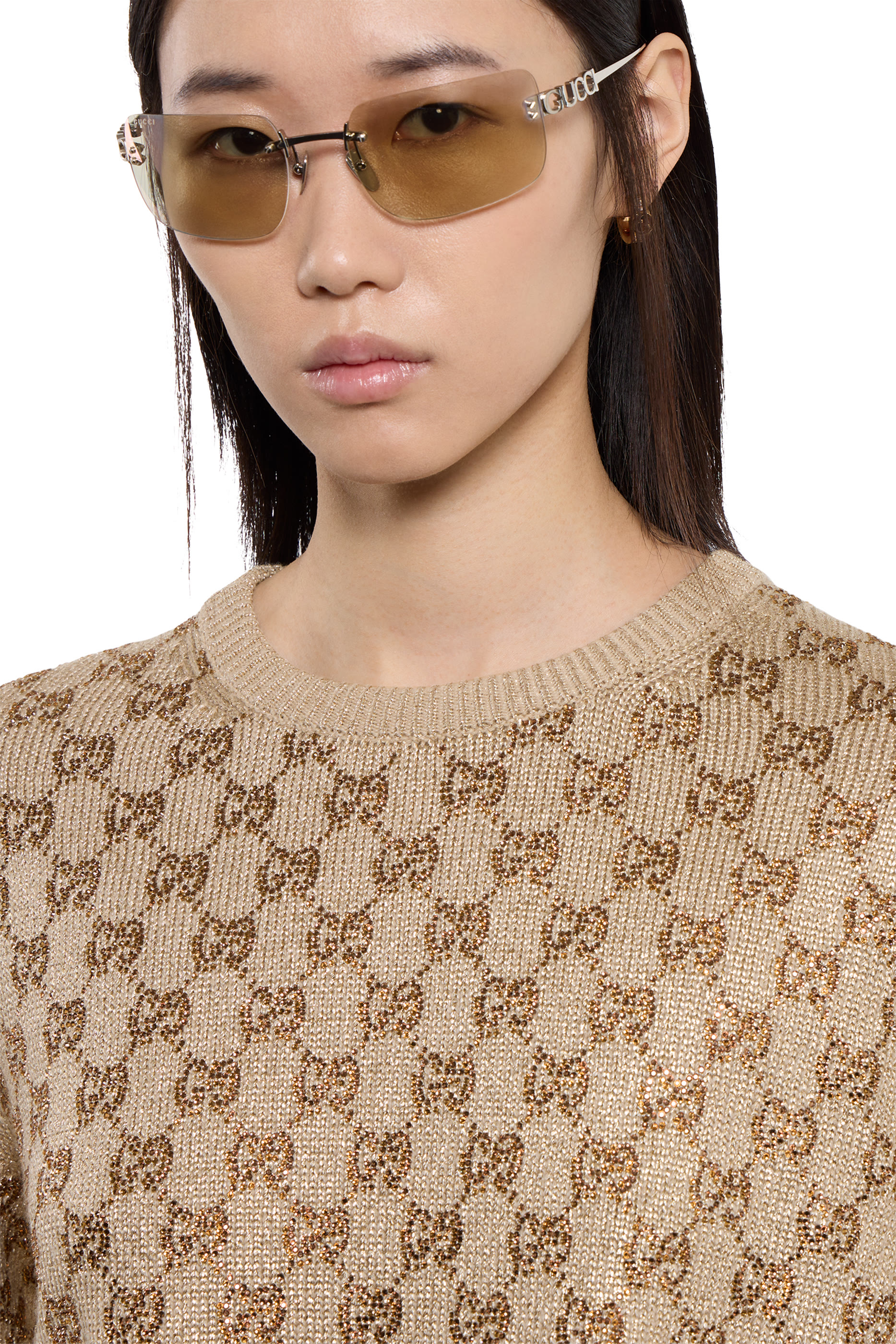 سترة بحرفي شعار الماركة مرصعة بالكريستال بالكامل