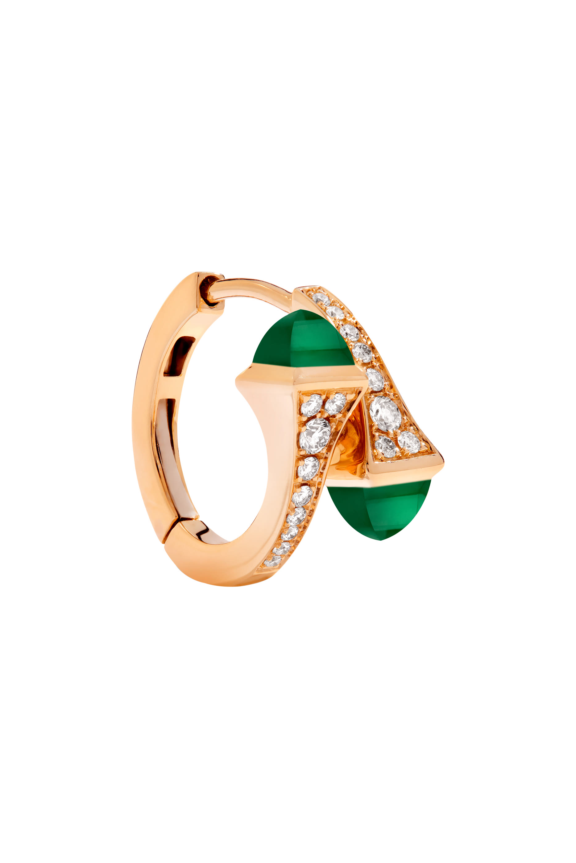 أقراط هاجي كليو مرصعة بالماس والعقيق الأخضر ذهب وردي عيار 18