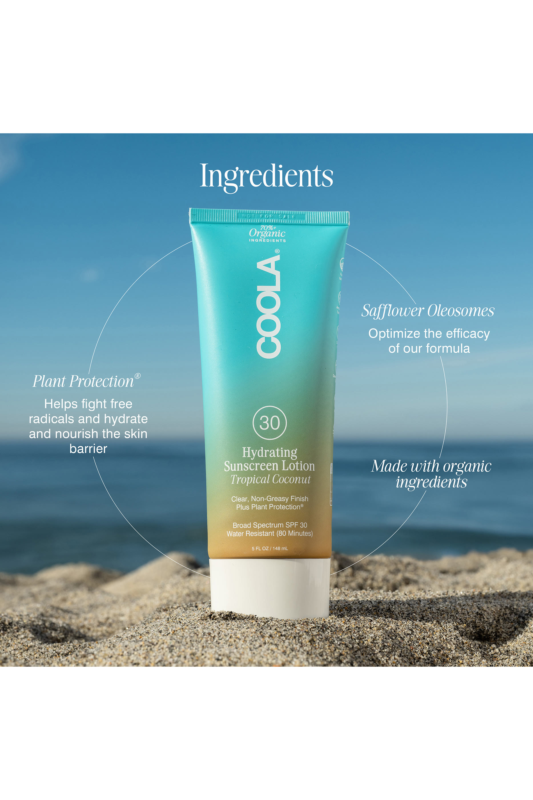 لوشن كلاسيك عضوي لحماية الجسم من الشمس بعبير جوز الهند الاستوائي SPF30