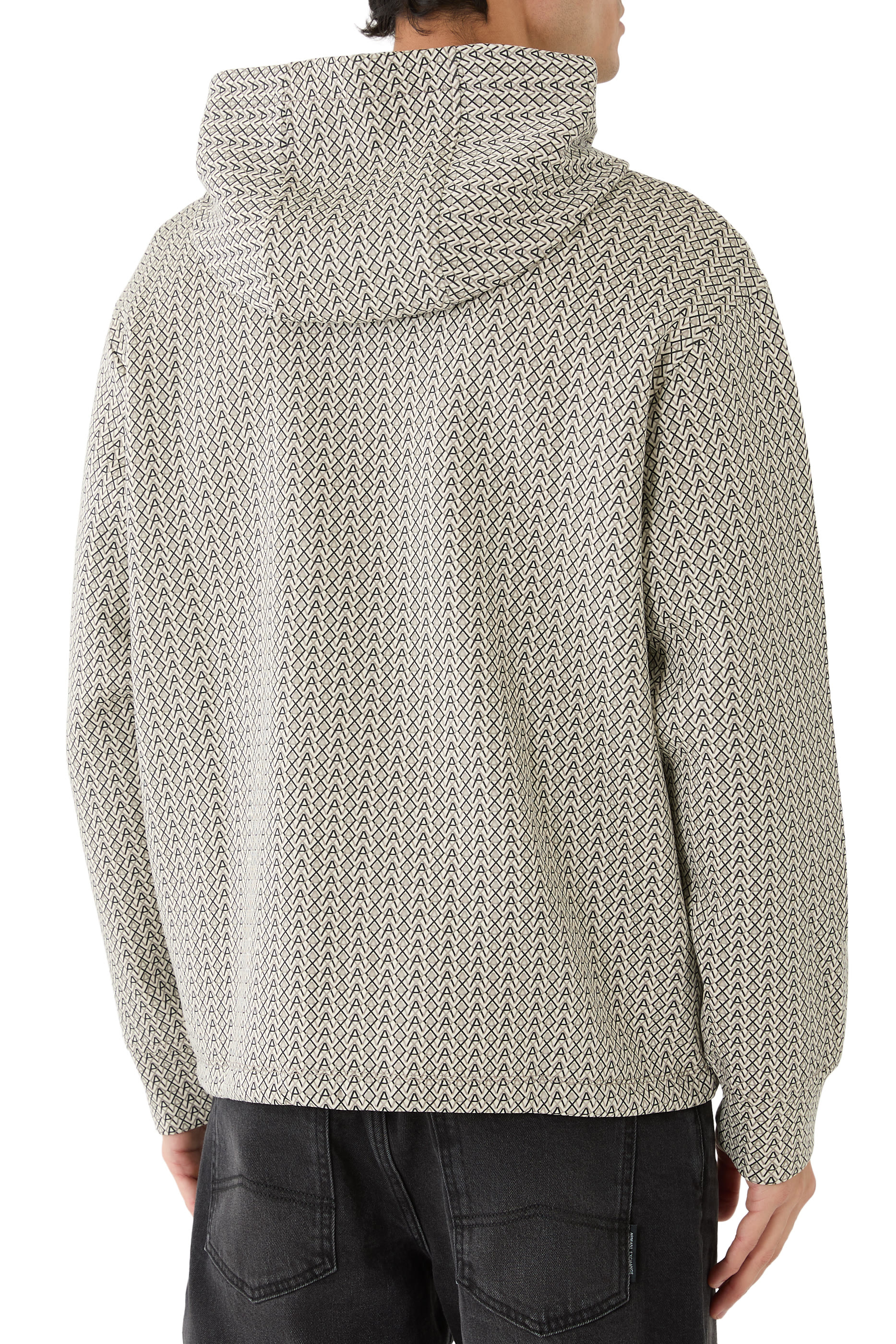 سويت شيرت بغطاء رأس بسحاب مزين بشعار الماركة بالكامل