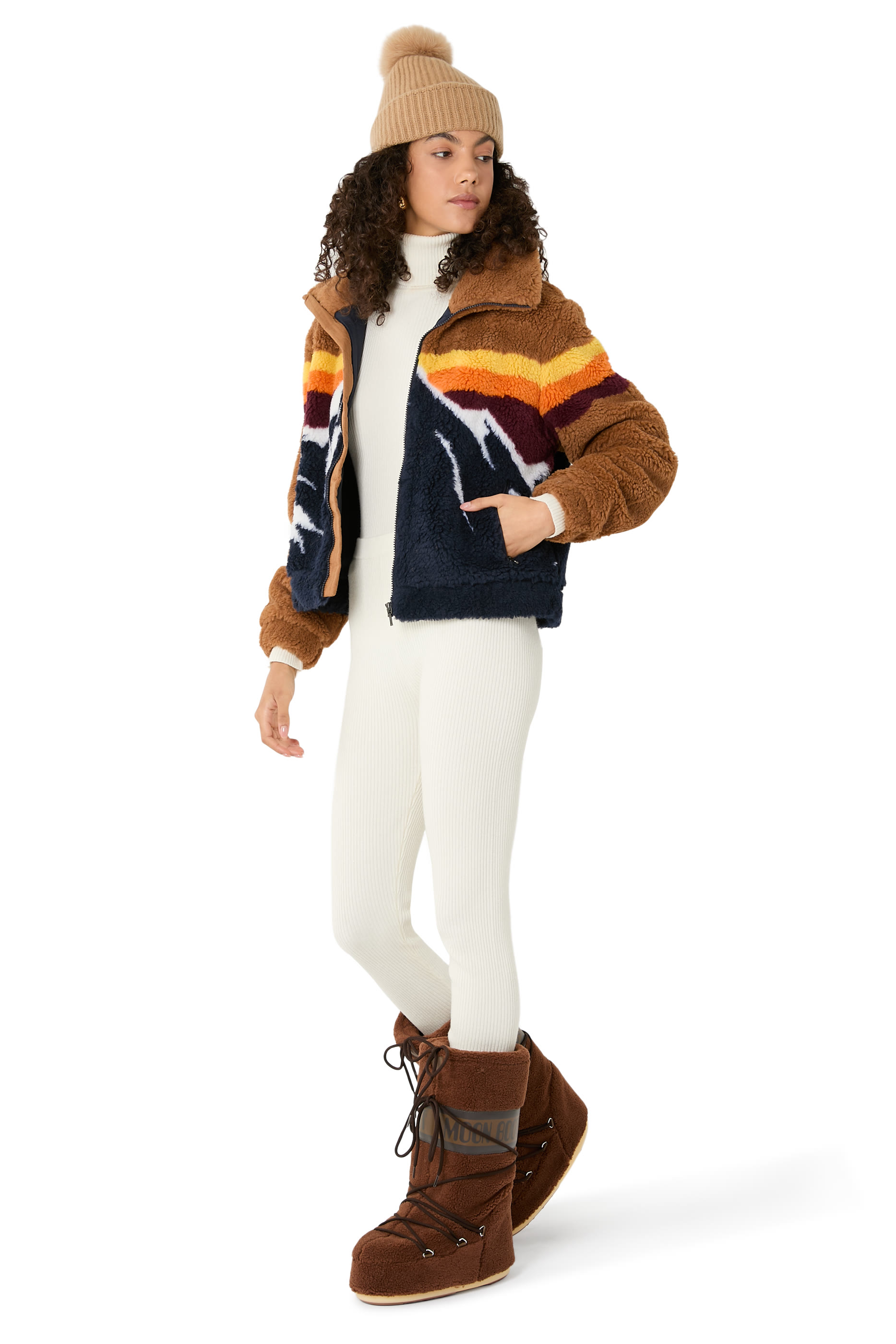 قبعة بيني كشمير منسوجة بكرة بوم بوم من فرو الثعلب