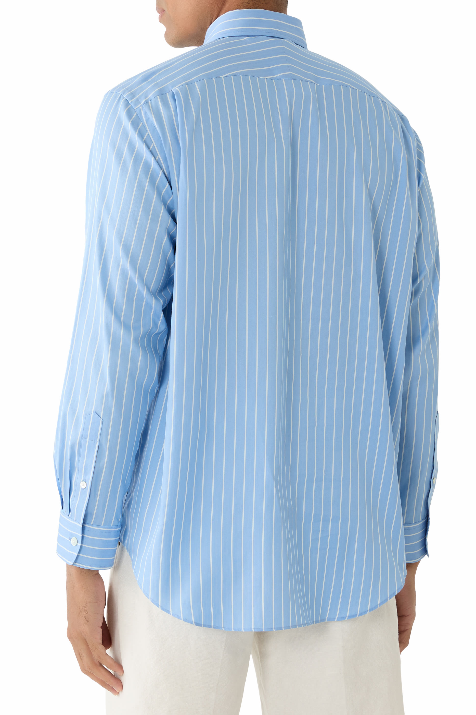 قميص مخطط قطن وحرير