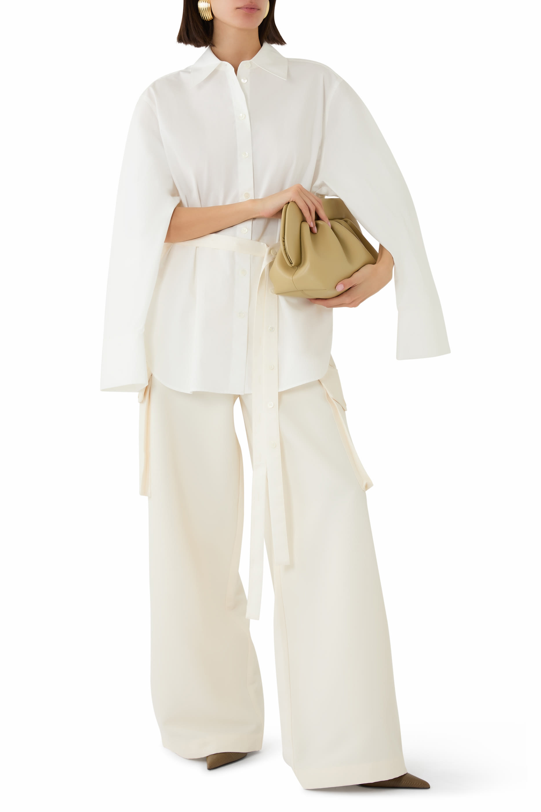 قميص بنمط فيست بوبلين وحرير